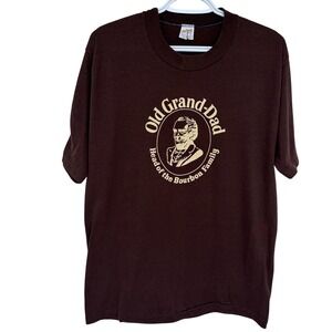 Vintage 70s‎ 80s Old Grand-Dad Bourbon T Shirt XL Men's Fits Medium Brown
